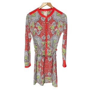 YOANA BARASCHI button down paisley print belted dress SMALL